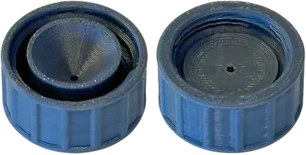 Two 3D-printed irrigation caps