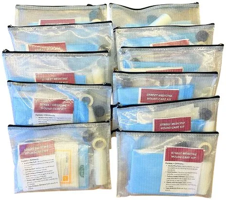 Stack of assembled wound care kits