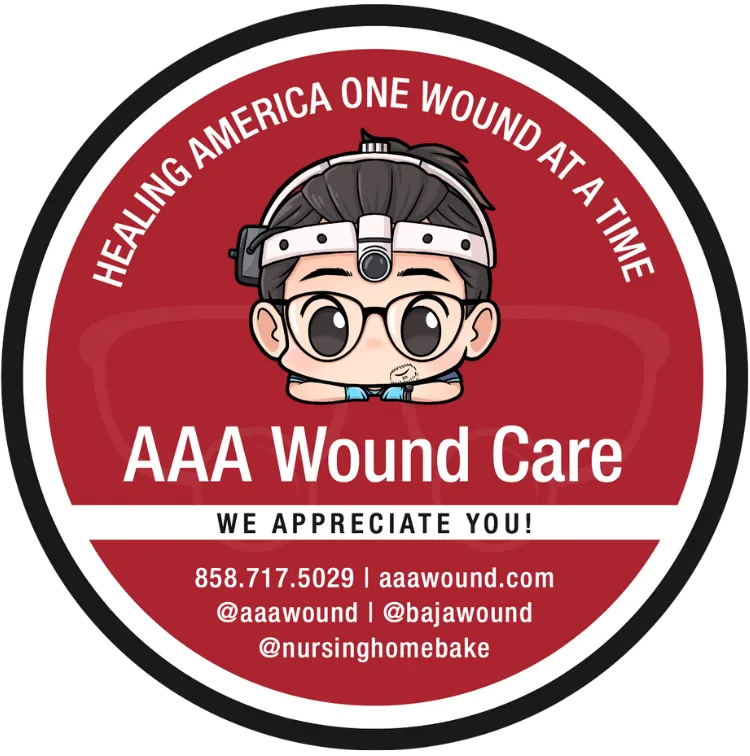 AAA Wound Care pecan pie sticker: 'Healing America One Wound at a Time — We Appreciate You!'